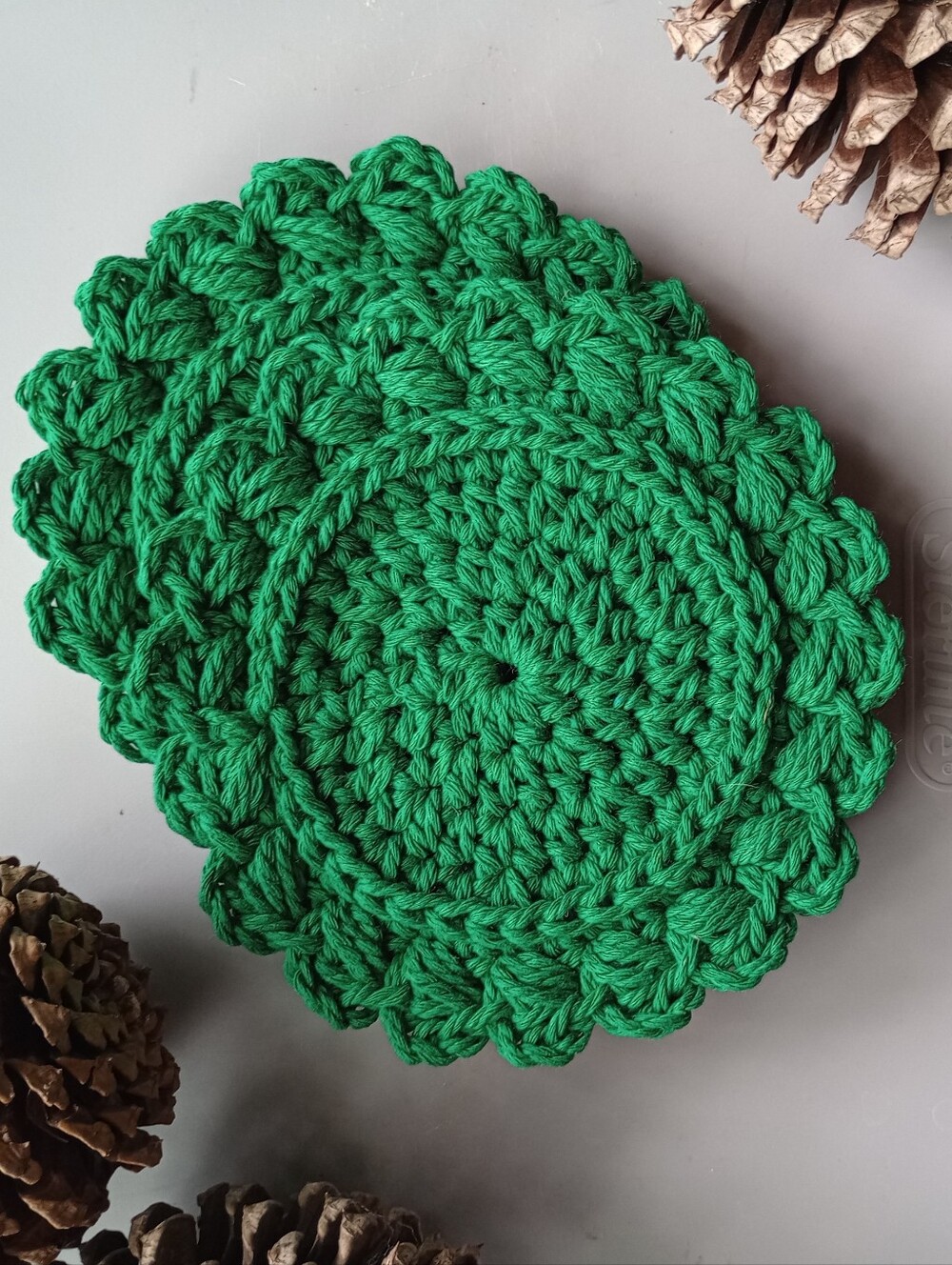 Handmade Kelly Green Crochet Coasters - Set of 2 NEW